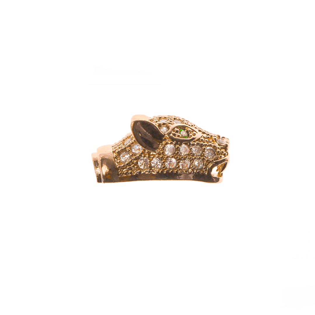 Jaguar Spacer Bead, Micro Pave, Cubic Zirconia, 17mm x 9mm, Sold Per pkg of 1, Available in Multiple Colours