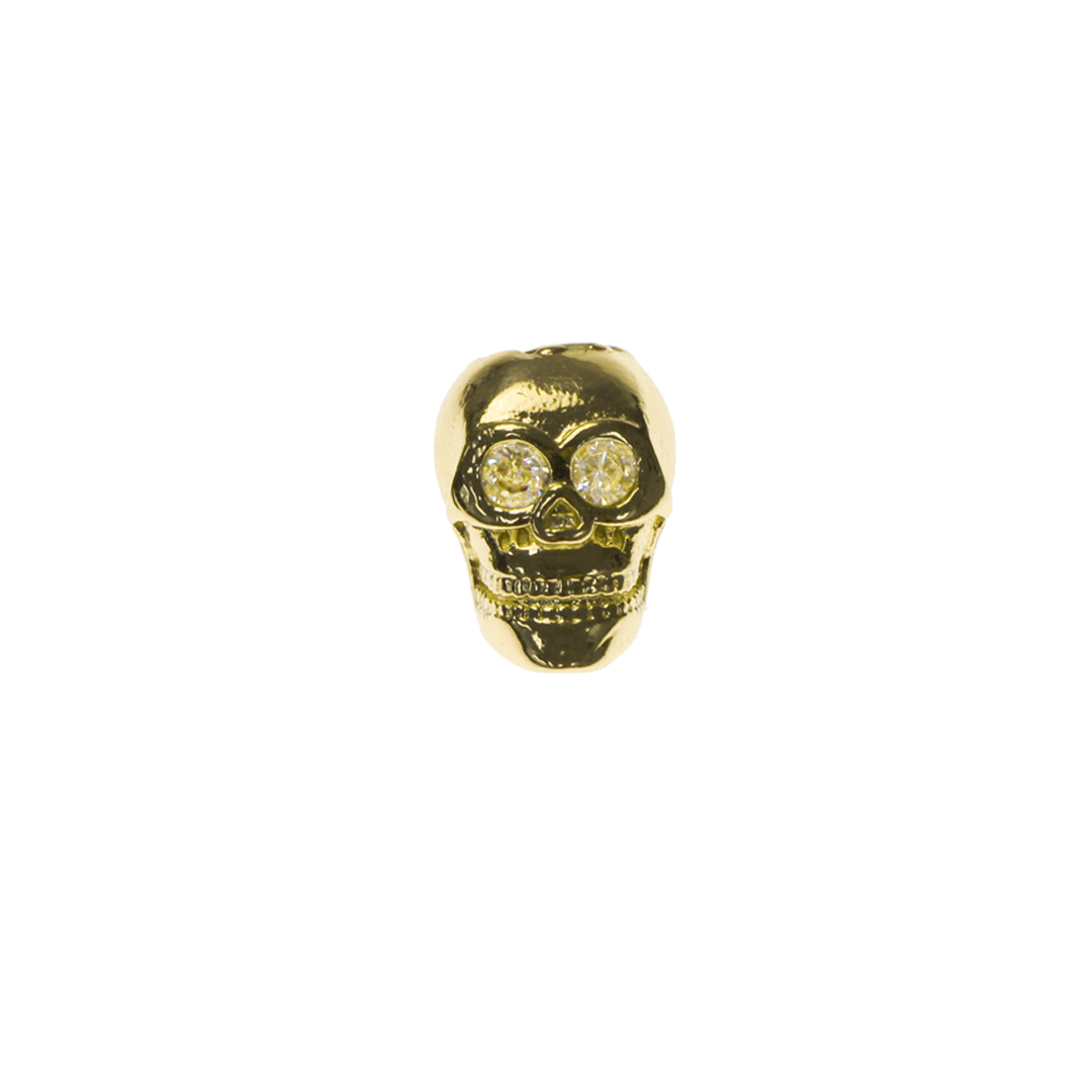 Bead, Micro Pave, Skull, Cubic Zirconia, 10mm x 9mm, Sold Per pkg of 1, Available in Multiple Colours