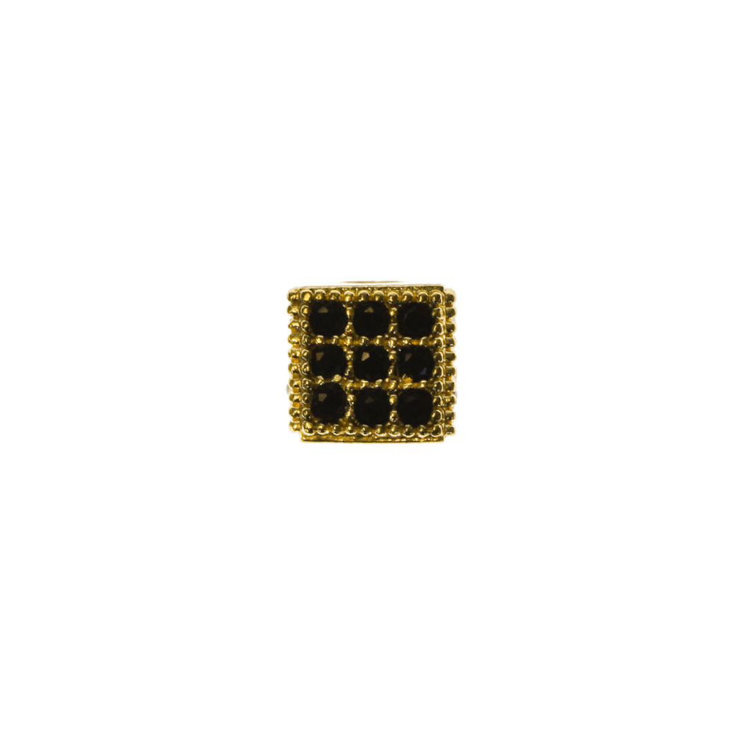 Bead, Micro Pave, Square,  Black Cubic Zirconia, 6mm, Sold Per pkg of 1, Available in Multiple Colours