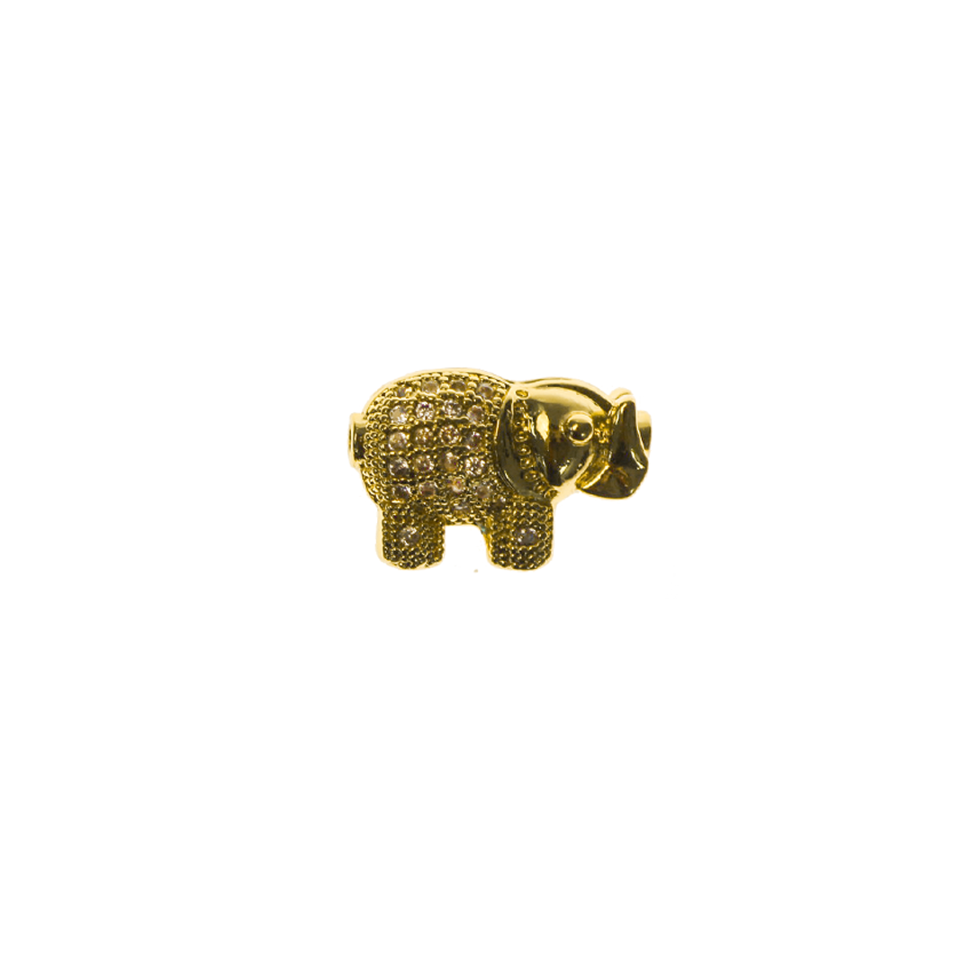 Bead, Micro Pave, Elephant, Cubic Zirconia, 9mm x 13.5mm, Sold Per pkg of 1, Available in Multiple Colours