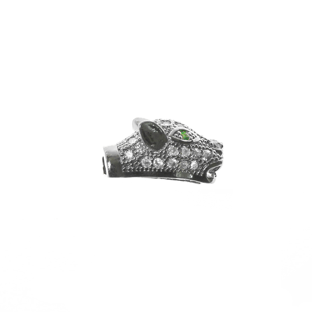 Jaguar Spacer Bead, Micro Pave, Cubic Zirconia, 17mm x 9mm, Sold Per pkg of 1, Available in Multiple Colours