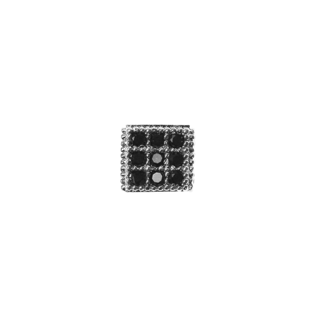 Bead, Micro Pave, Square,  Black Cubic Zirconia, 6mm, Sold Per pkg of 1, Available in Multiple Colours