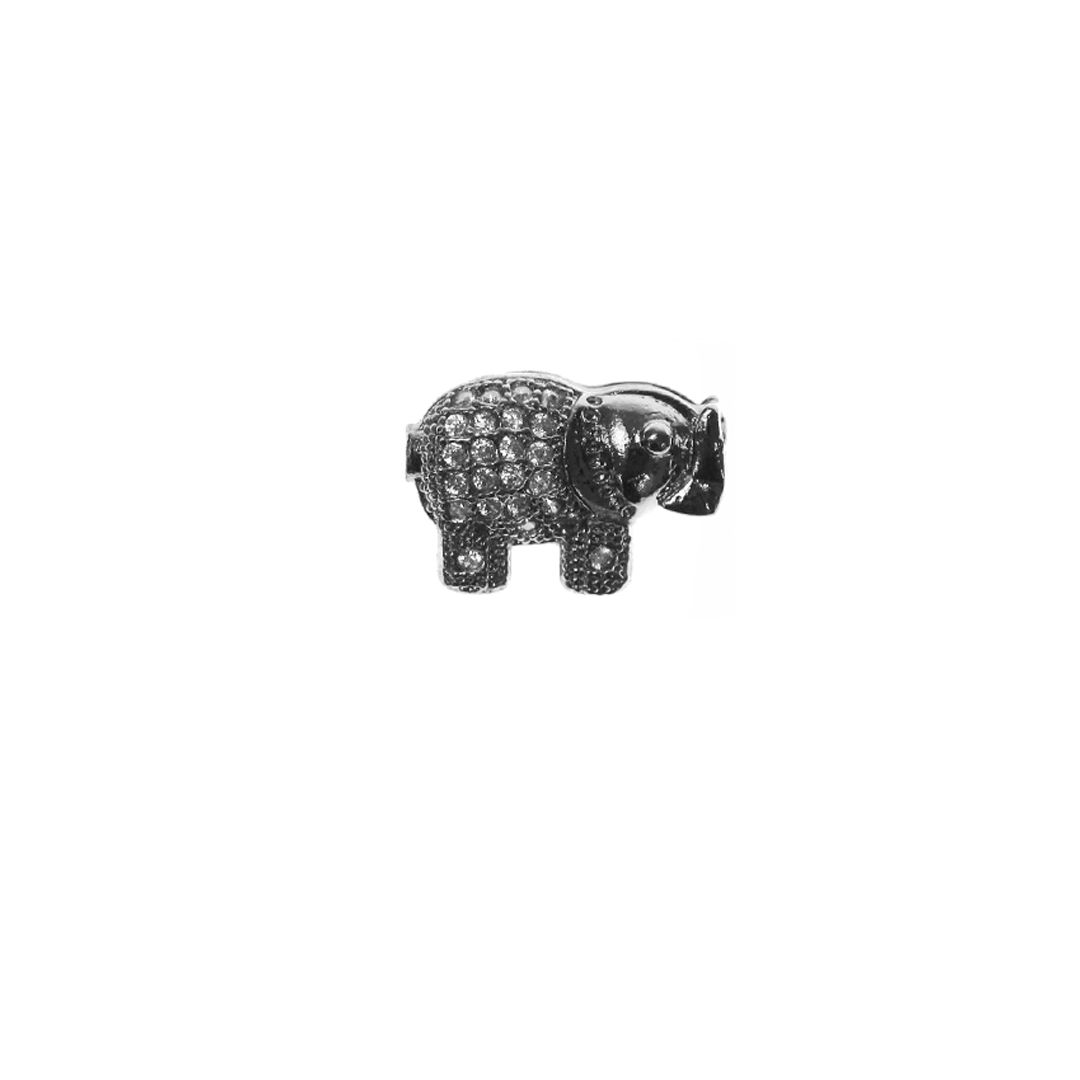 Bead, Micro Pave, Elephant, Cubic Zirconia, 9mm x 13.5mm, Sold Per pkg of 1, Available in Multiple Colours
