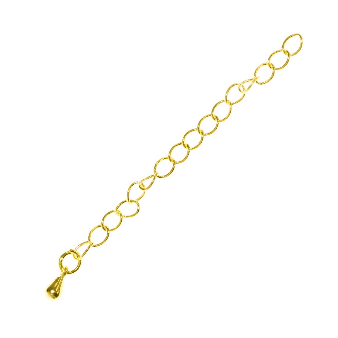 Chains, Cable Chain Extender with Bead, Gold, Alloy, 2.0 inches, Sold Per pkg of 8