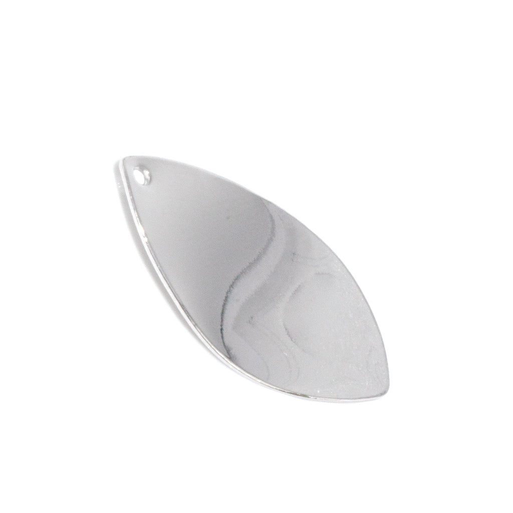 Charm, Smooth Leaf, Silver-Plated, 23mm x 11mm, 2 pcs per bag