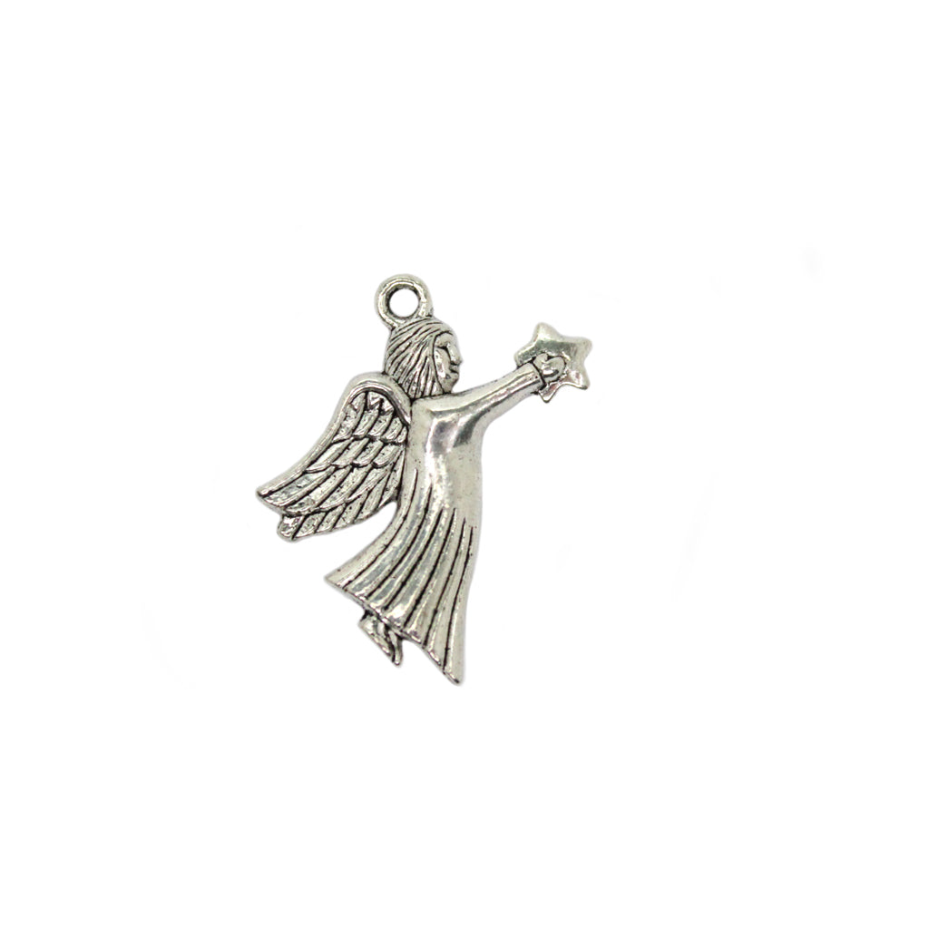 Charms, Angel, Antique Silver, Alloy, 25mm X 23mm, 4pcs