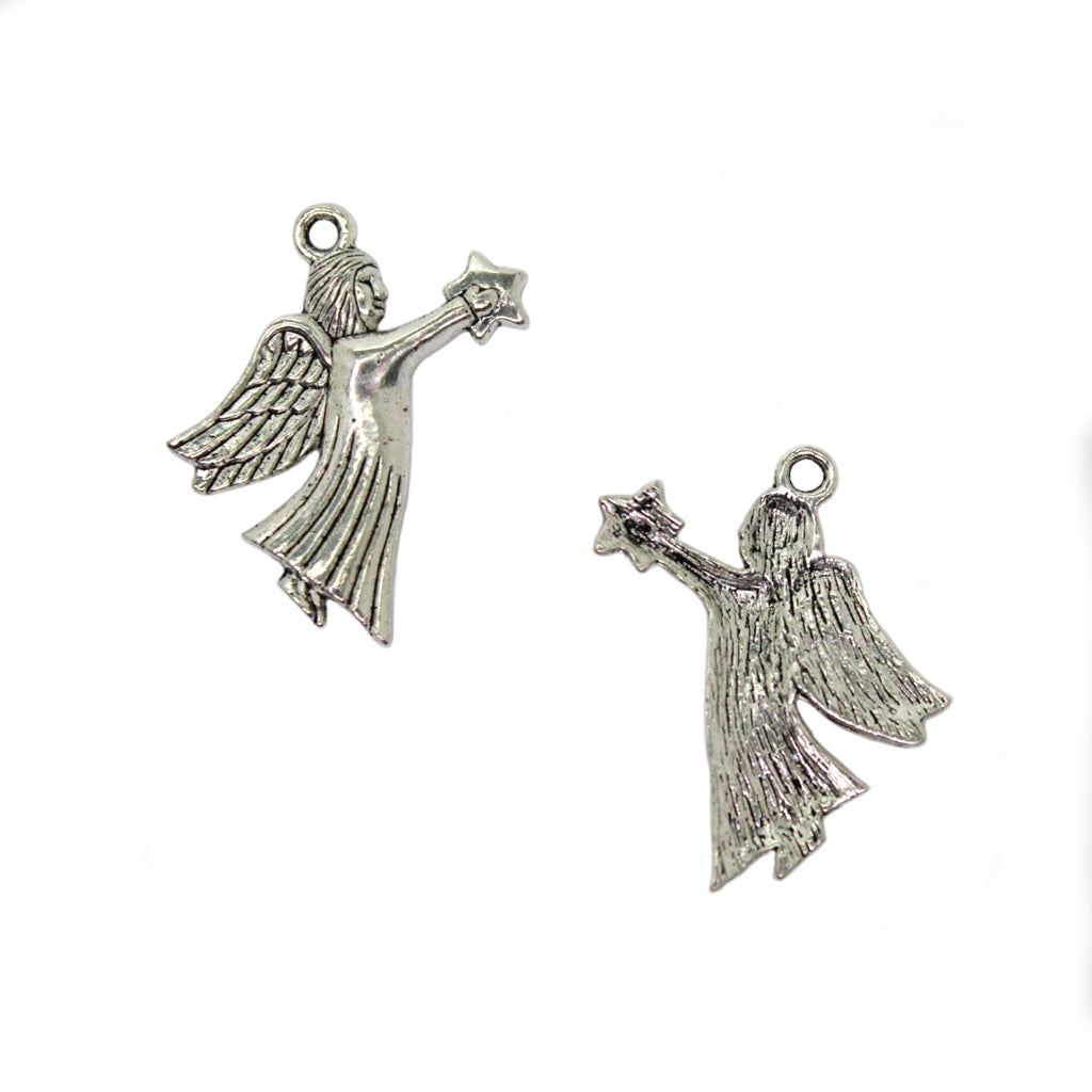 Charms, Angel, Antique Silver, Alloy, 25mm X 23mm, 4pcs