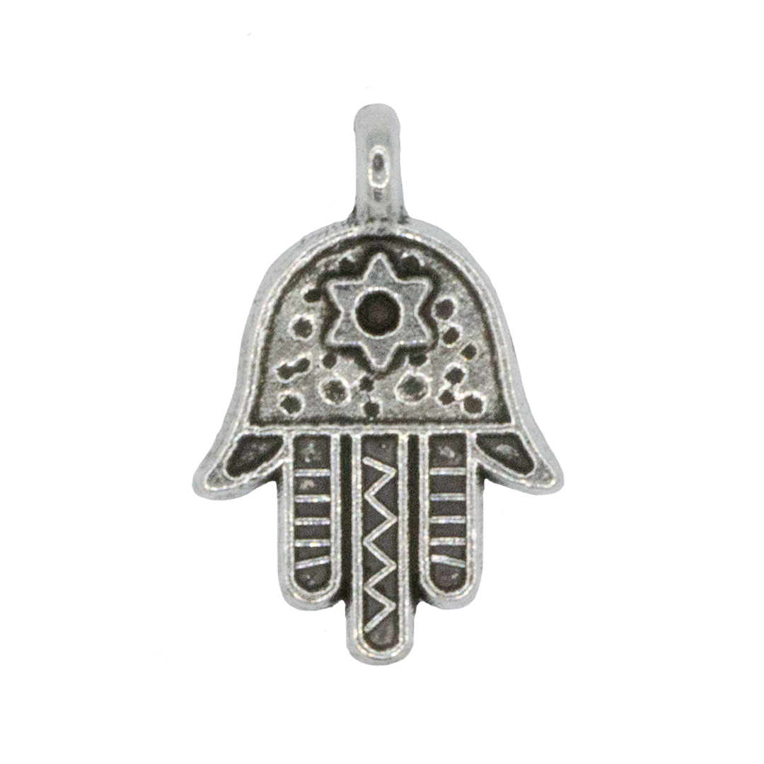 Charm, Hamsa Hand, Antique Silver, Alloy, 13mm x 8mm (1.30mm hole), 10 pcs per bag