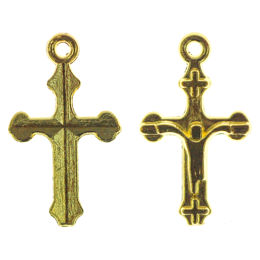 Pendant, Cross, Gold, Alloy, 11.8mm x 4.4mm x 1.7mm,  .8mm hole, 10 pcs/bag