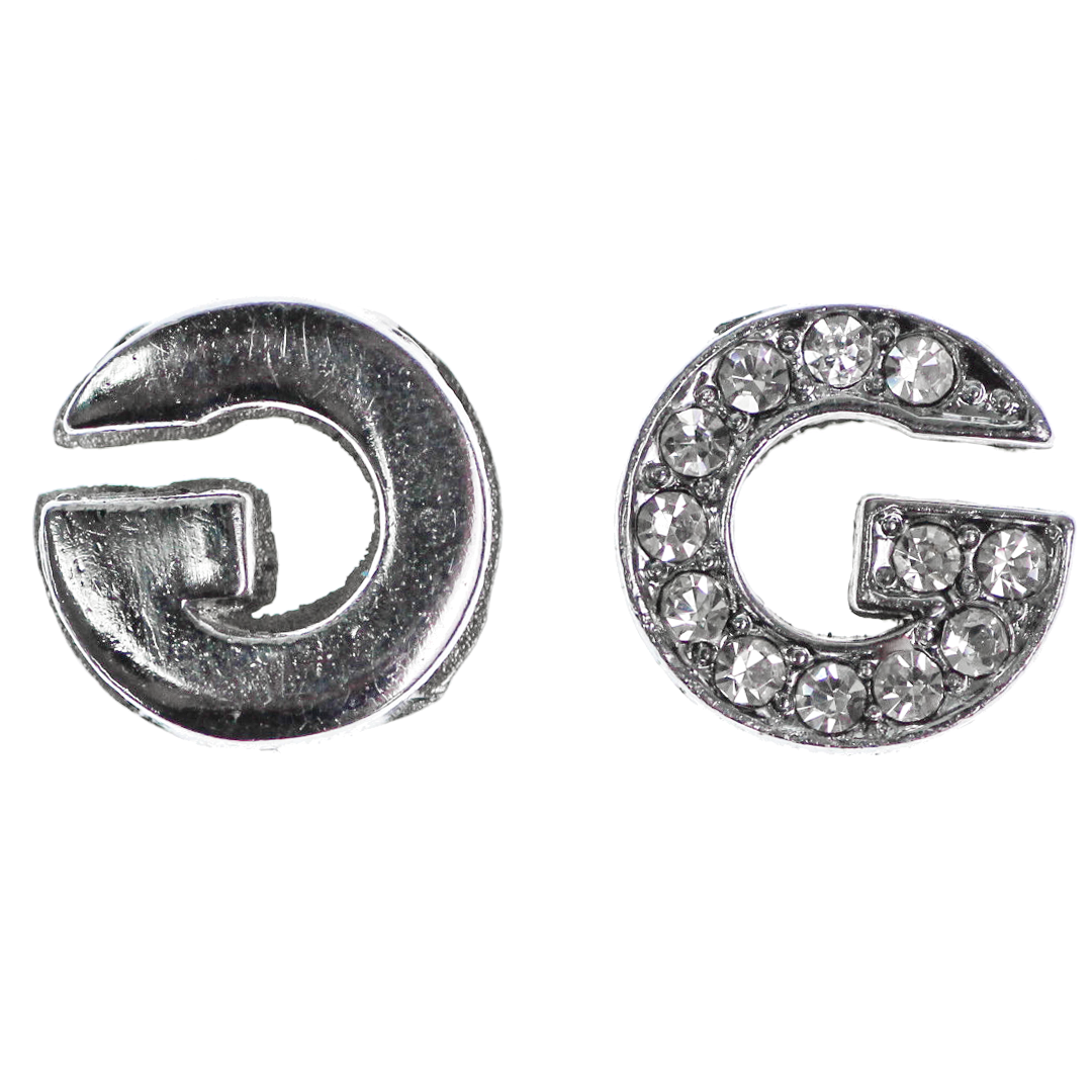 Spacer, Rhinestone Alphabet, Silver, Alloy, Available in Multiple Sizes, Sold Per pkg of 2