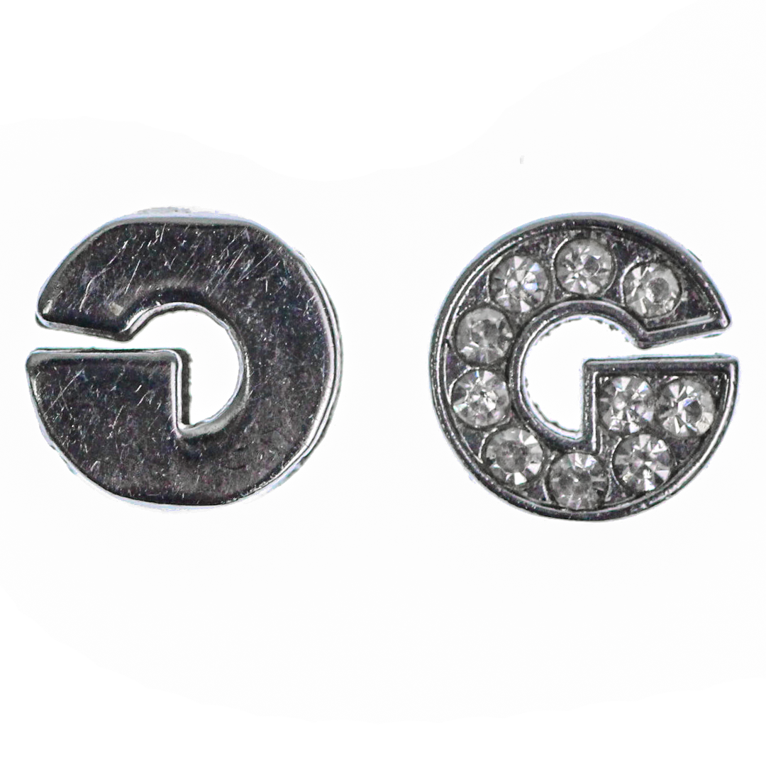 Spacer, Rhinestone Alphabet, Silver, Alloy, Available in Multiple Sizes, Sold Per pkg of 2