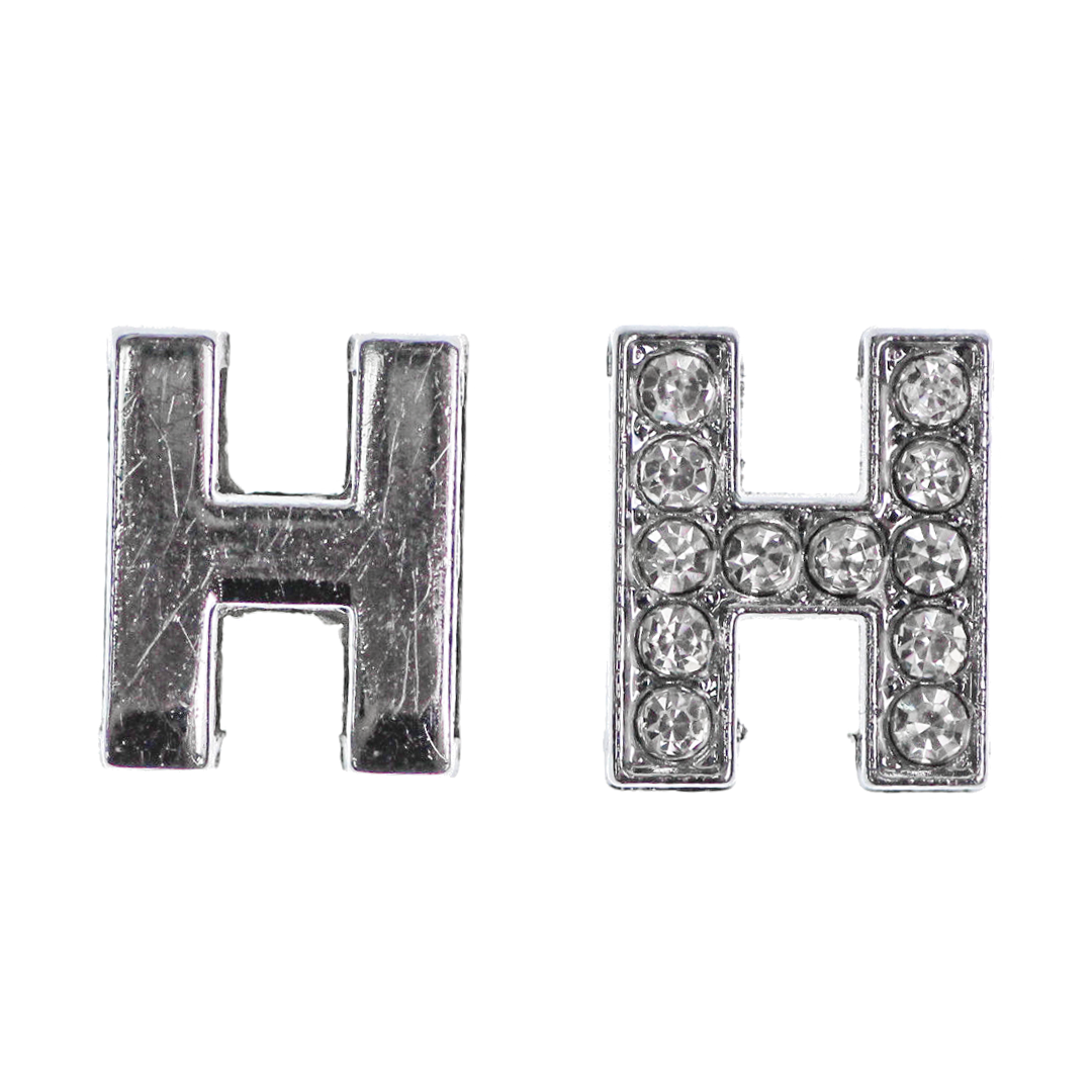 Spacer, Rhinestone Alphabet, Silver, Alloy, Available in Multiple Sizes, Sold Per pkg of 2