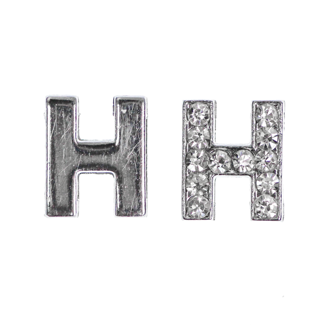 Spacer, Rhinestone Alphabet, Silver, Alloy, Available in Multiple Sizes, Sold Per pkg of 2