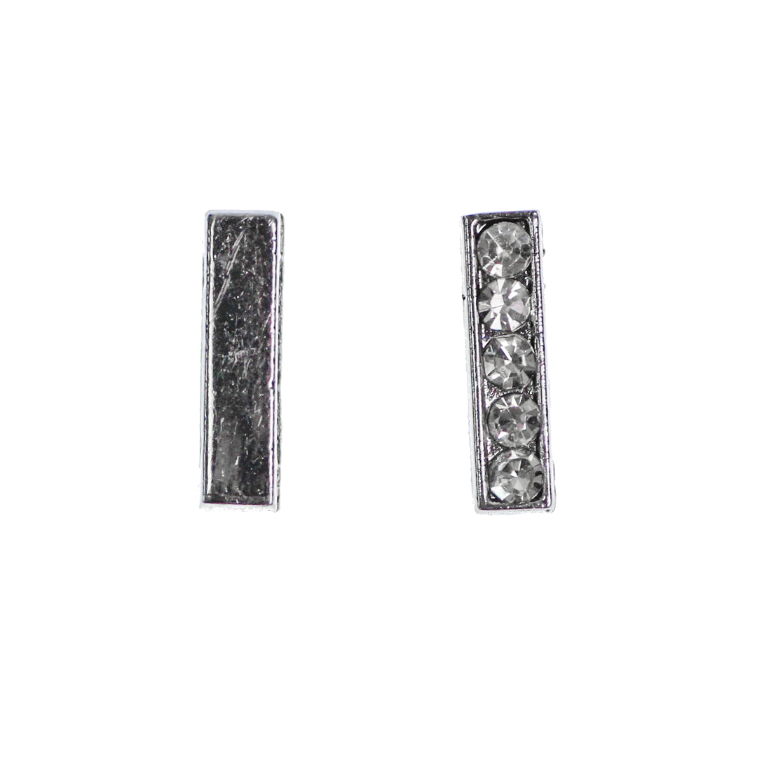 Spacer, Rhinestone Alphabet, Silver, Alloy, Available in Multiple Sizes, Sold Per pkg of 2