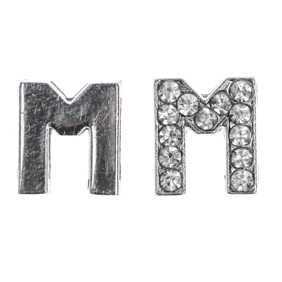 Spacer, Rhinestone Alphabet, Silver, Alloy, Available in Multiple Sizes, Sold Per pkg of 2