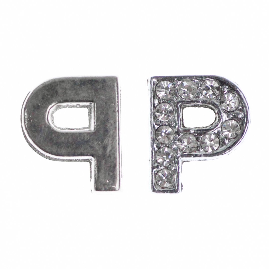 Spacer, Rhinestone Alphabet, Silver, Alloy, Available in Multiple Sizes, Sold Per pkg of 2