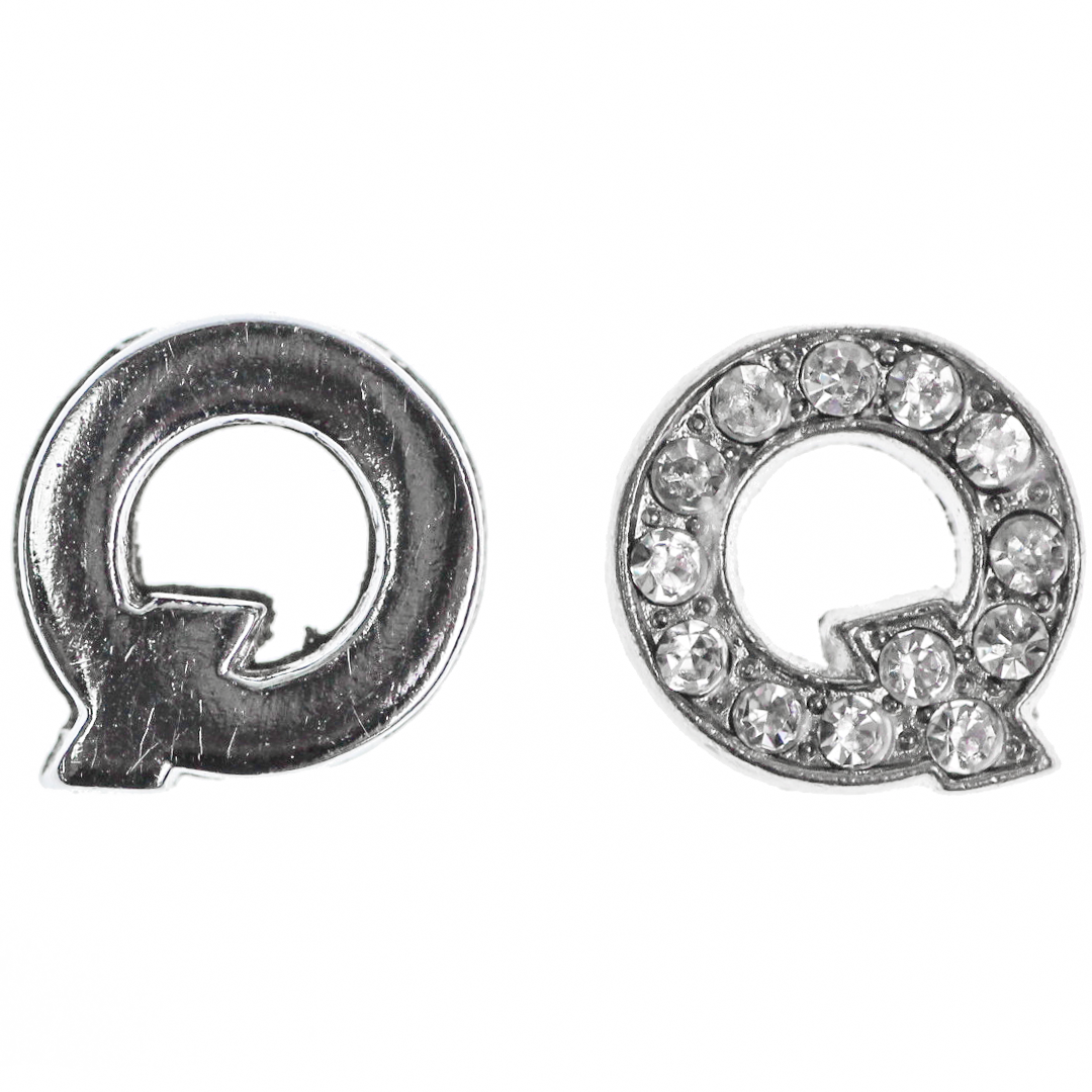 Spacer, Rhinestone Alphabet, Silver, Alloy, Available in Multiple Sizes, Sold Per pkg of 2