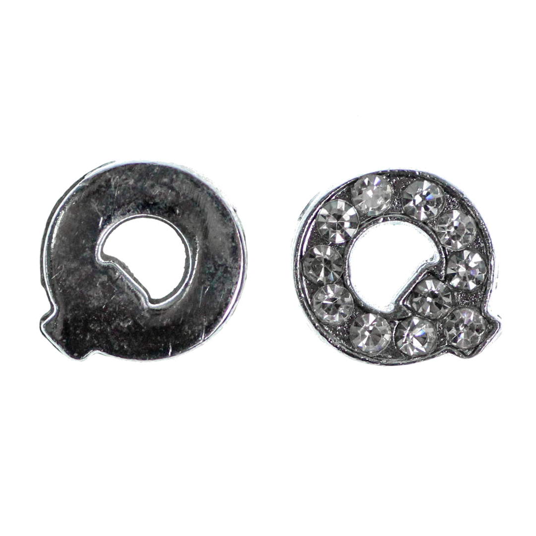 Spacer, Rhinestone Alphabet, Silver, Alloy, Available in Multiple Sizes, Sold Per pkg of 2