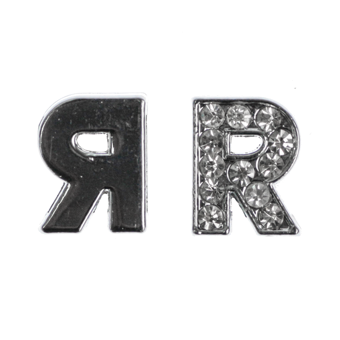 Spacer, Rhinestone Alphabet, Silver, Alloy, Available in Multiple Sizes, Sold Per pkg of 2