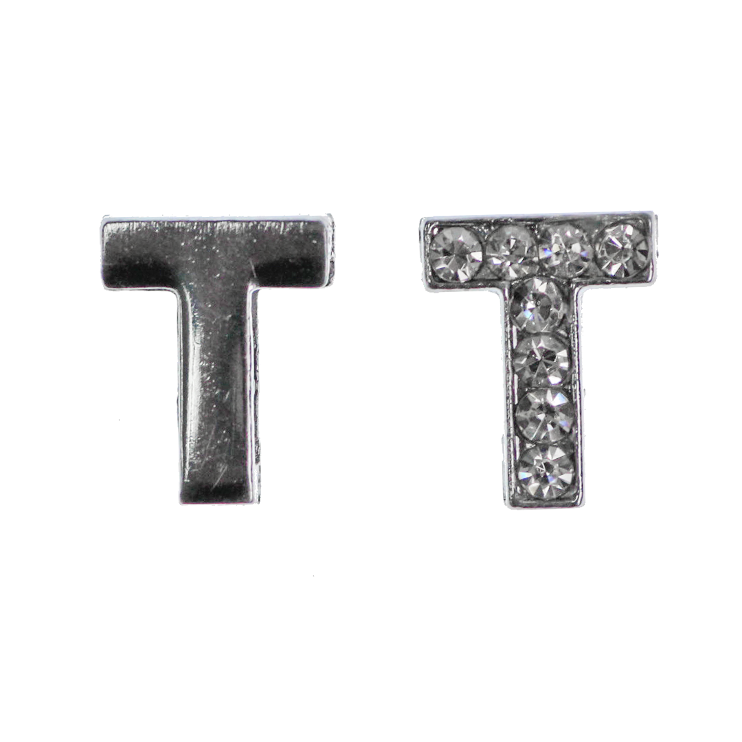 Spacer, Rhinestone Alphabet, Silver, Alloy, Available in Multiple Sizes, Sold Per pkg of 2