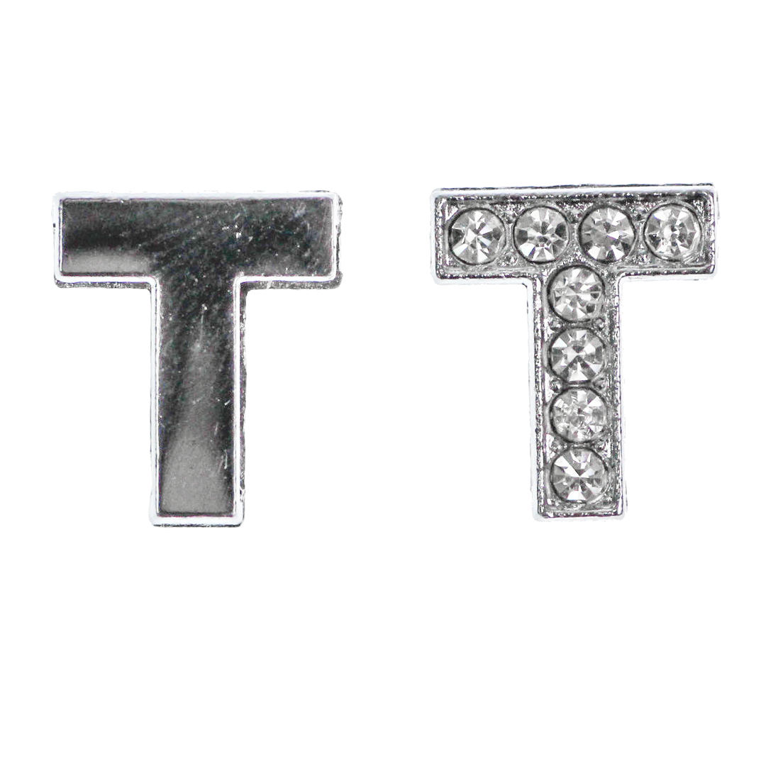 Spacer, Rhinestone Alphabet, Silver, Alloy, Available in Multiple Sizes, Sold Per pkg of 2