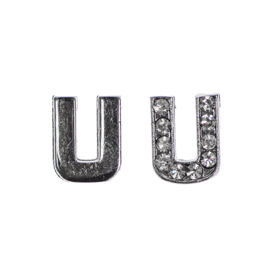 Spacer, Rhinestone Alphabet, Silver, Alloy, Available in Multiple Sizes, Sold Per pkg of 2
