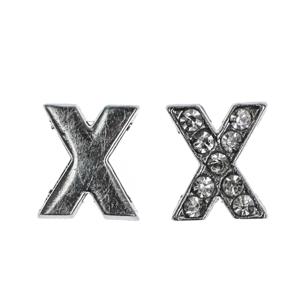 Spacer, Rhinestone Alphabet, Silver, Alloy, Available in Multiple Sizes, Sold Per pkg of 2