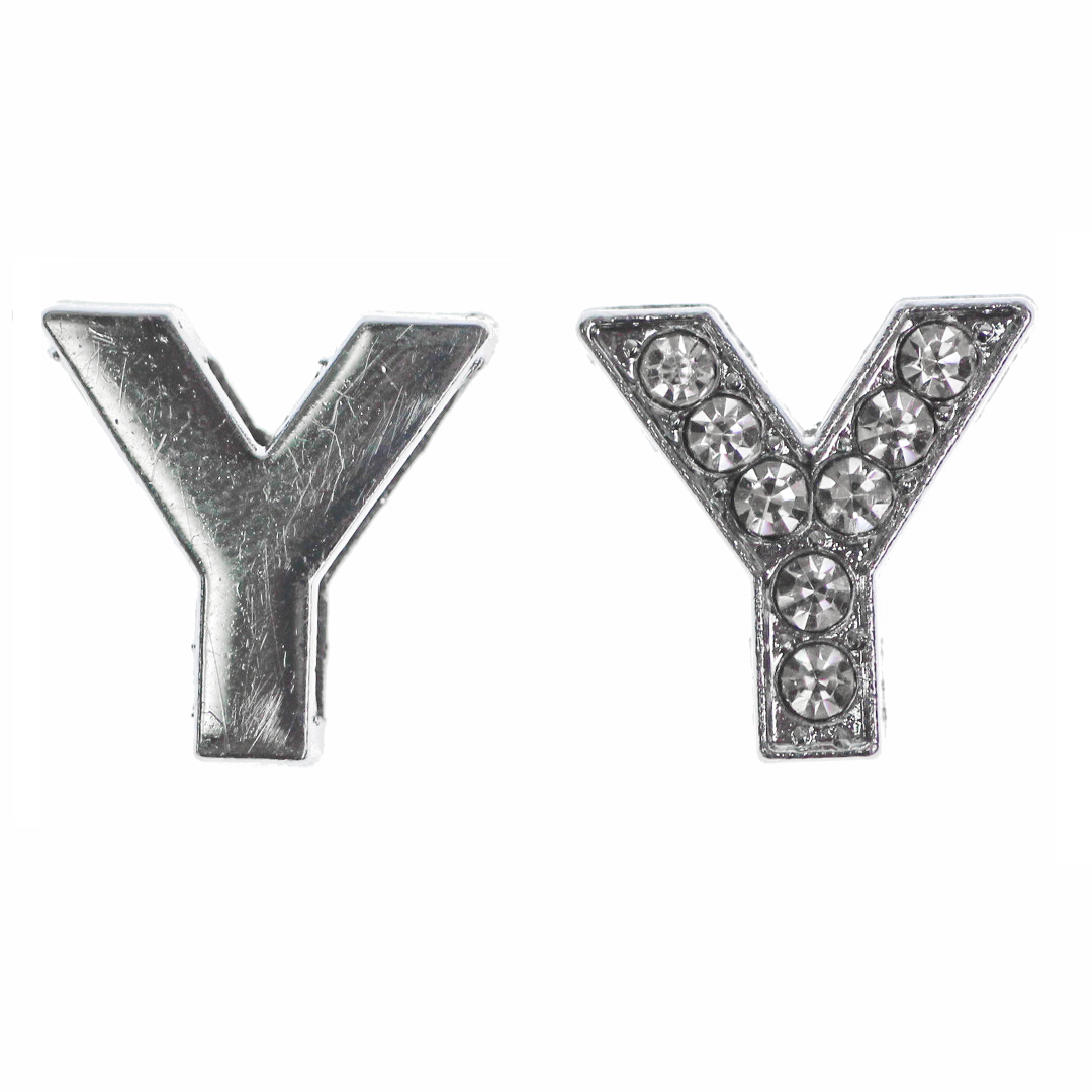 Spacer, Rhinestone Alphabet, Silver, Alloy, Available in Multiple Sizes, Sold Per pkg of 2