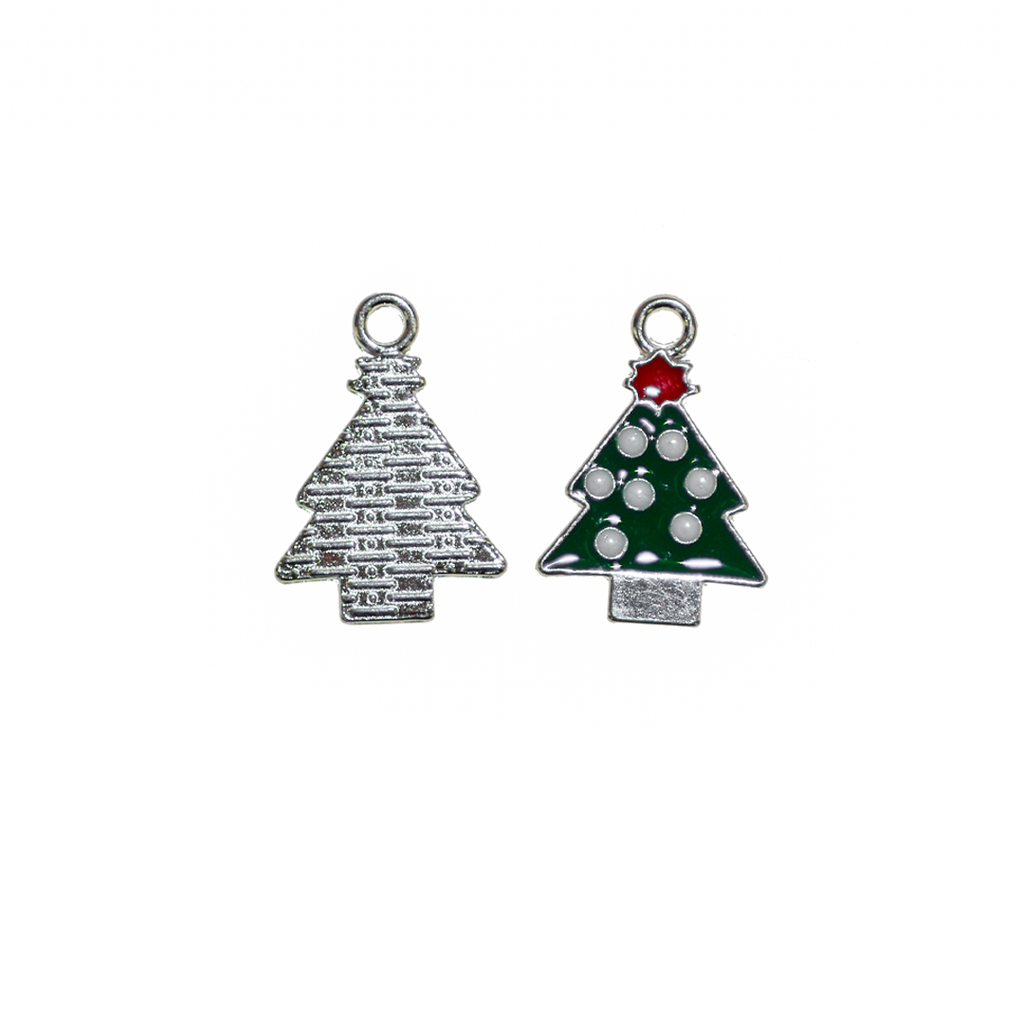 Charm, Christmas Tree, Alloy, Enameled, Available in Multiple Colours, Sold  Per pkg of 10