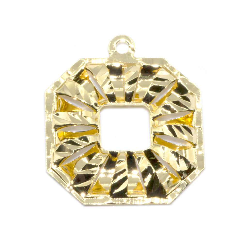 Pendant, Small Octagon Pendant, Gold-Plated & Silver-Plated, 27mm x 23mm, 2 pcs