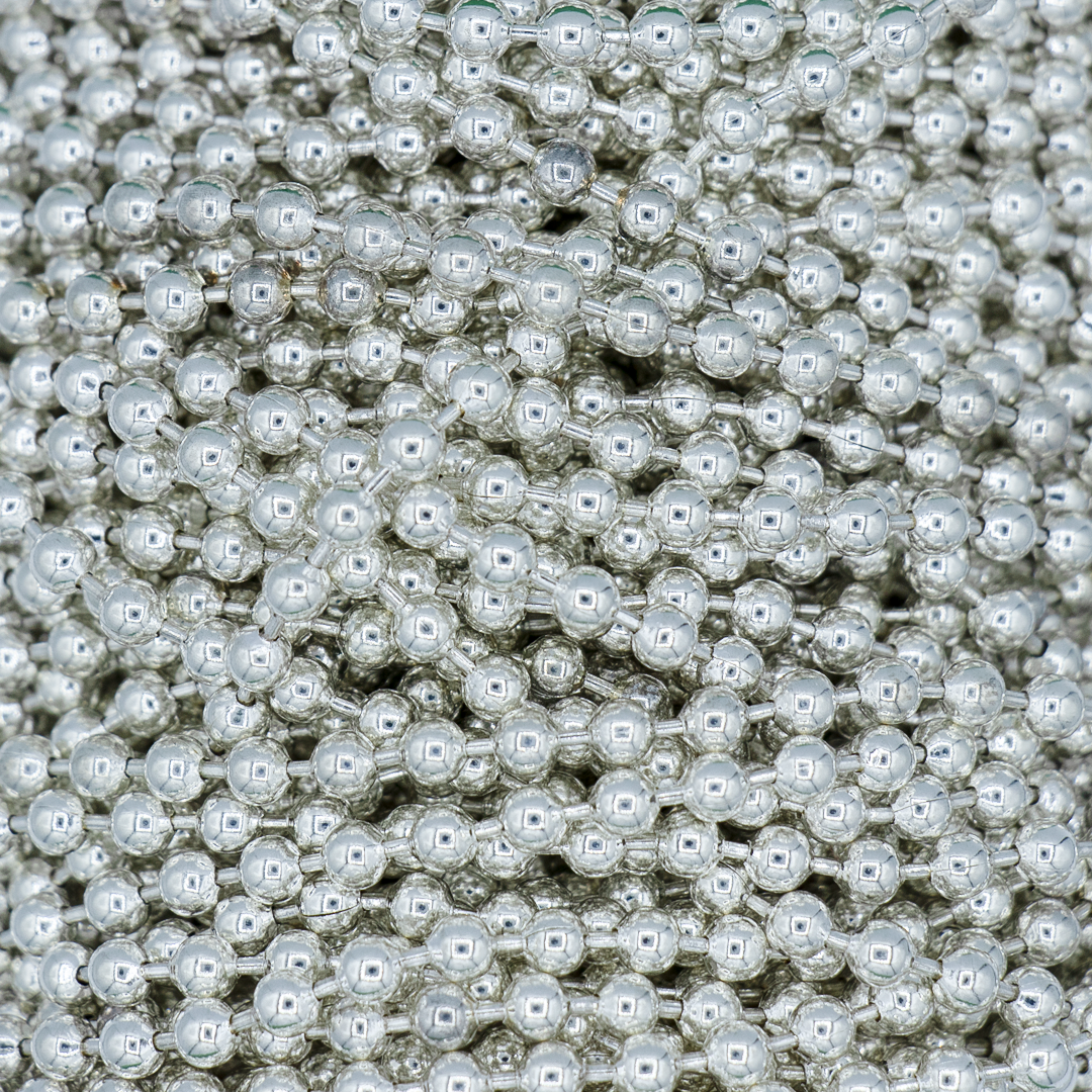 Chain, Ball Bead Chain, 3mm, Alloy, Silver, Sold per Meter