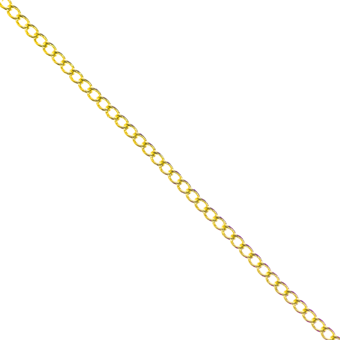 Chains, Curb Chain, Gold Plated, 2mm x 1.47mm x 0.6mm loop, Sold Per Meter