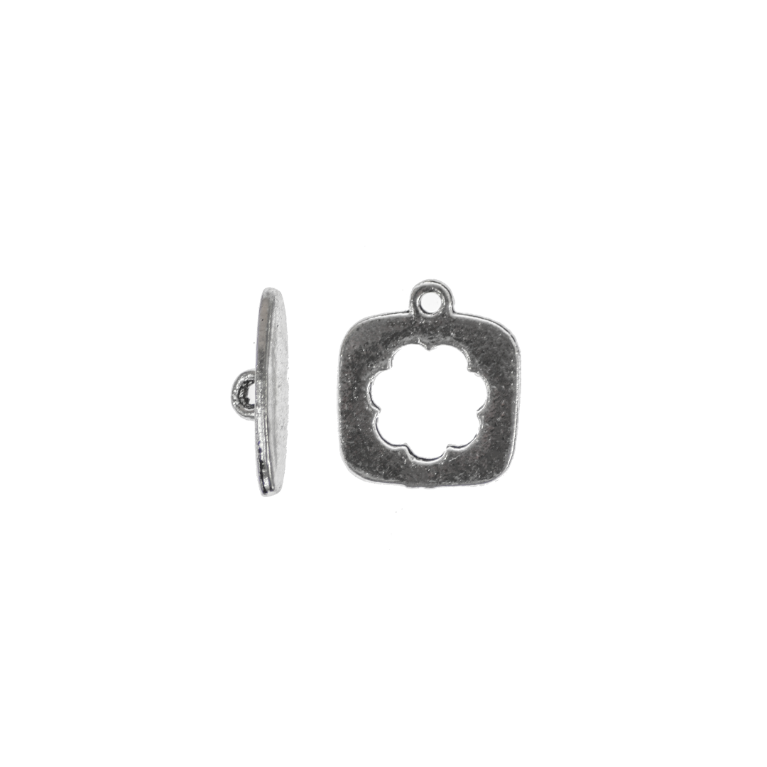 Clasp, Frame Toggle, Silver, Alloy, 20.5mm x 18mm (Ring), 20.5mm x 5mm (Bar) - 5 Pairs