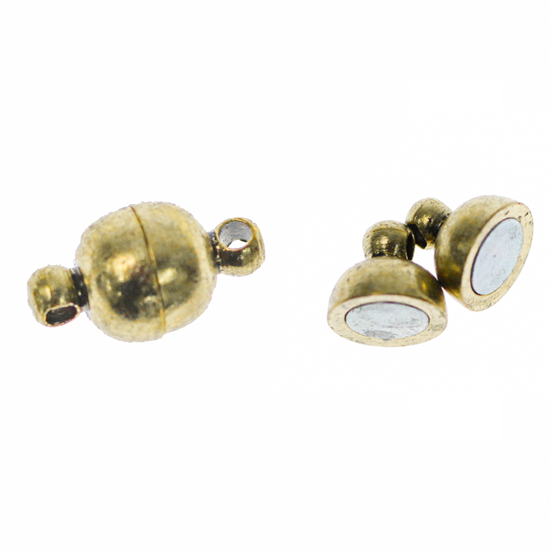 Clasp, Ball Magnetic Clasps, Gold, Alloy, 10mm x 6mm, Sold Per pkg of 1