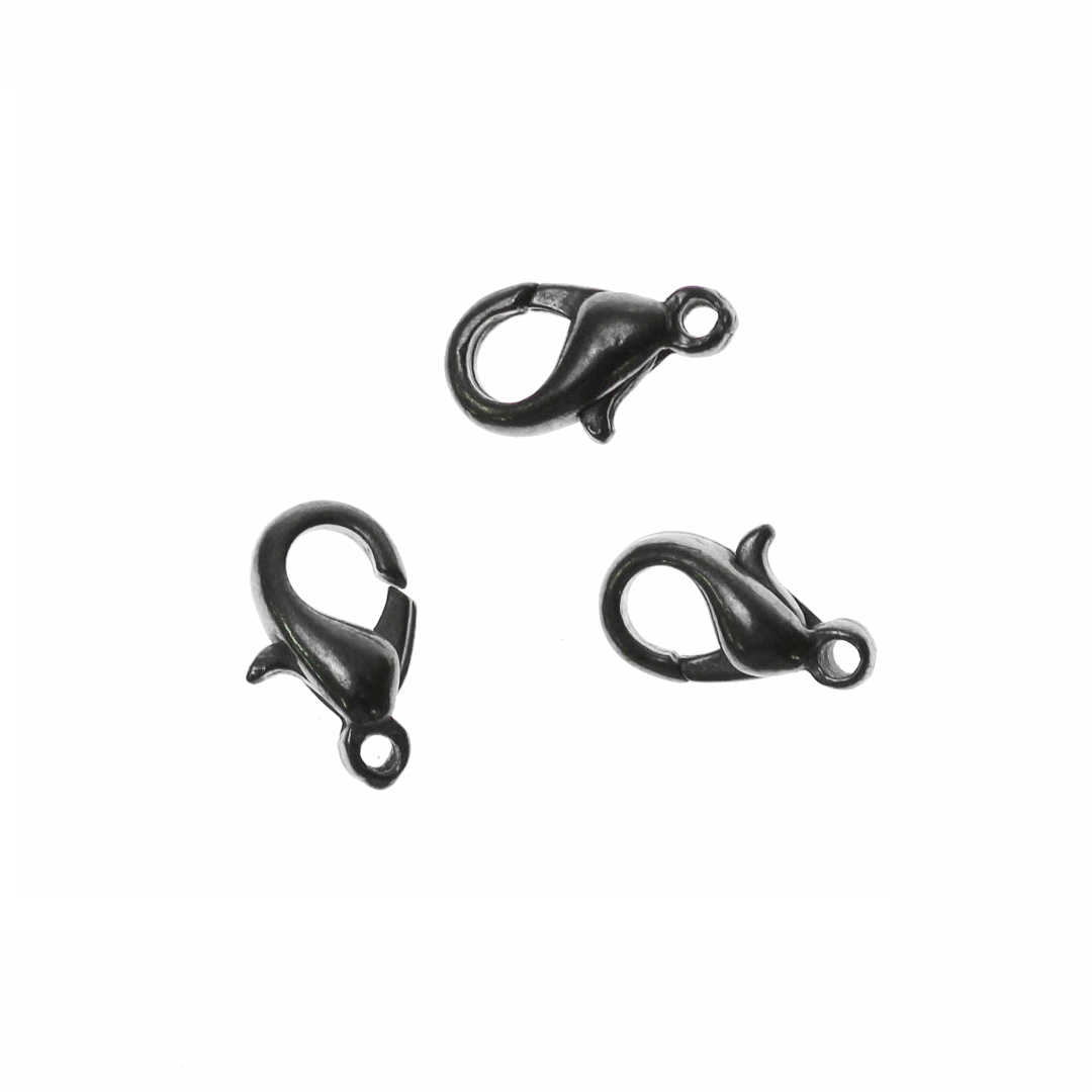 Clasp, Lobster, Alloy, Gunmetal, 10mm x 5mm, Sold Per pkg of 12