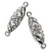 Connector, 2 Loops Eye, Bright Silver, Alloy, 29.5mm x 9mm x 7.5mm, Sold per pkg of 6