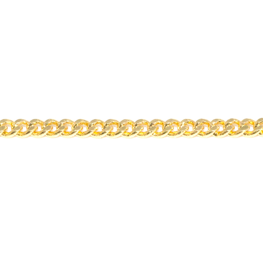 Curb Chain, Gold Plated, 1mm x 2mm x 0.8mm loop, Sold per Yard