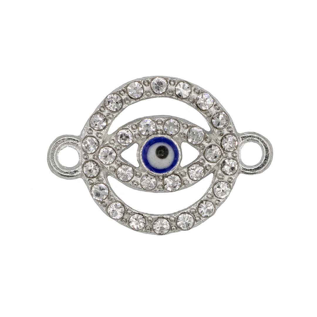 Connector, Rhinestone Evil Eye, 14mm x 19.5mm, Available in Multiple colors