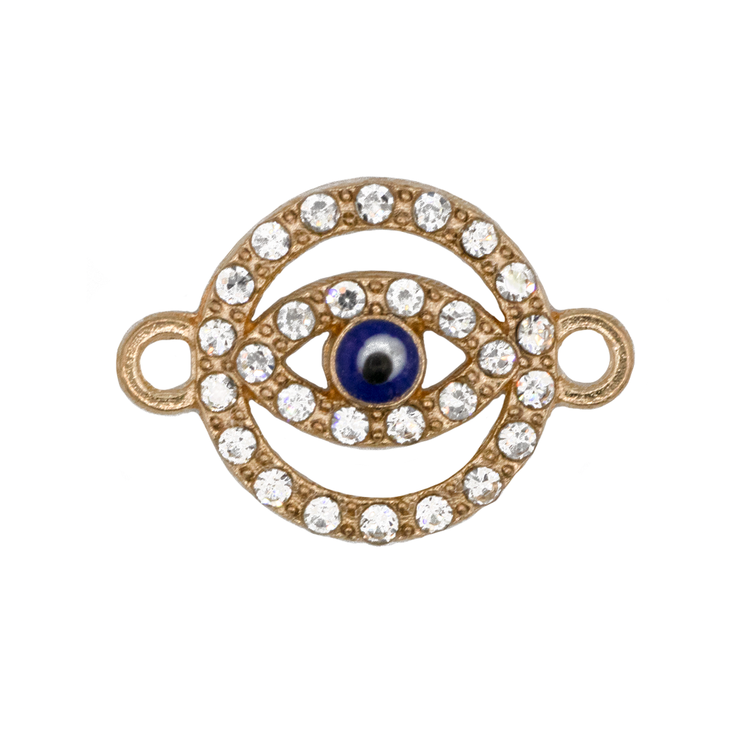 Connector, Rhinestone Evil Eye, 14mm x 19.5mm, Available in Multiple colors