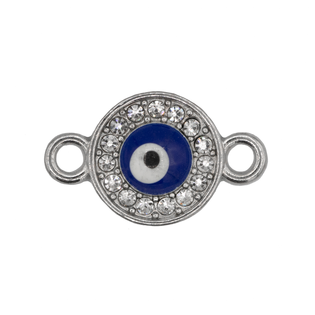 Connector,  Evil Eye Rhinestone Circle,  6pcs/bag, Available in Multiple colors