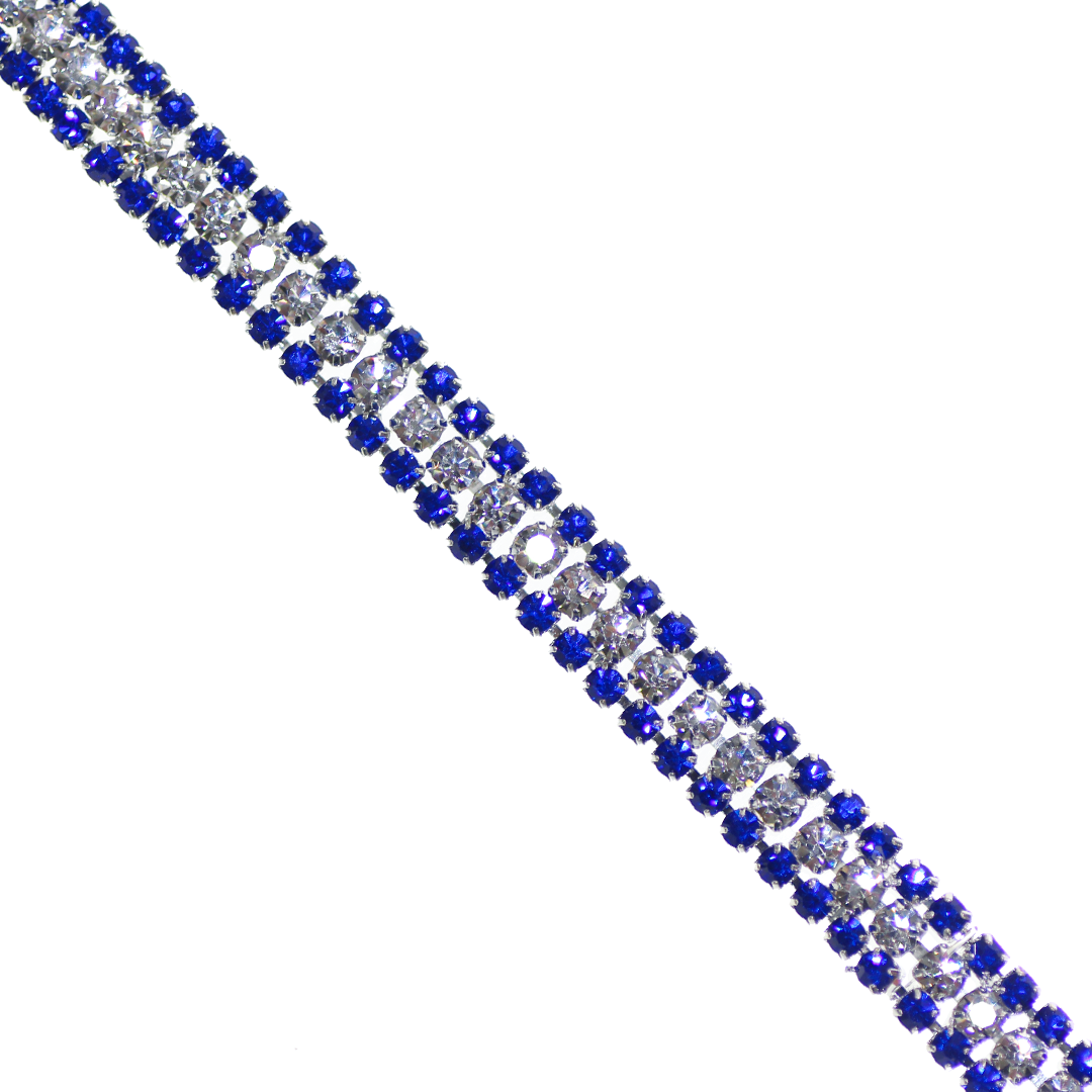 Chains, Rhinestone Cup Chain, 3 Layers, Silver, Alloy, 7.5mm x 3.0mm, Available in Multiple Colors, Sold per yard