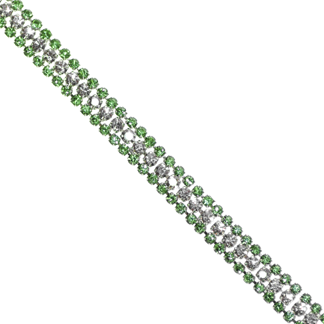Chains, Rhinestone Cup Chain, 3 Layers, Silver, Alloy, 7.5mm x 3.0mm, Available in Multiple Colors, Sold per yard