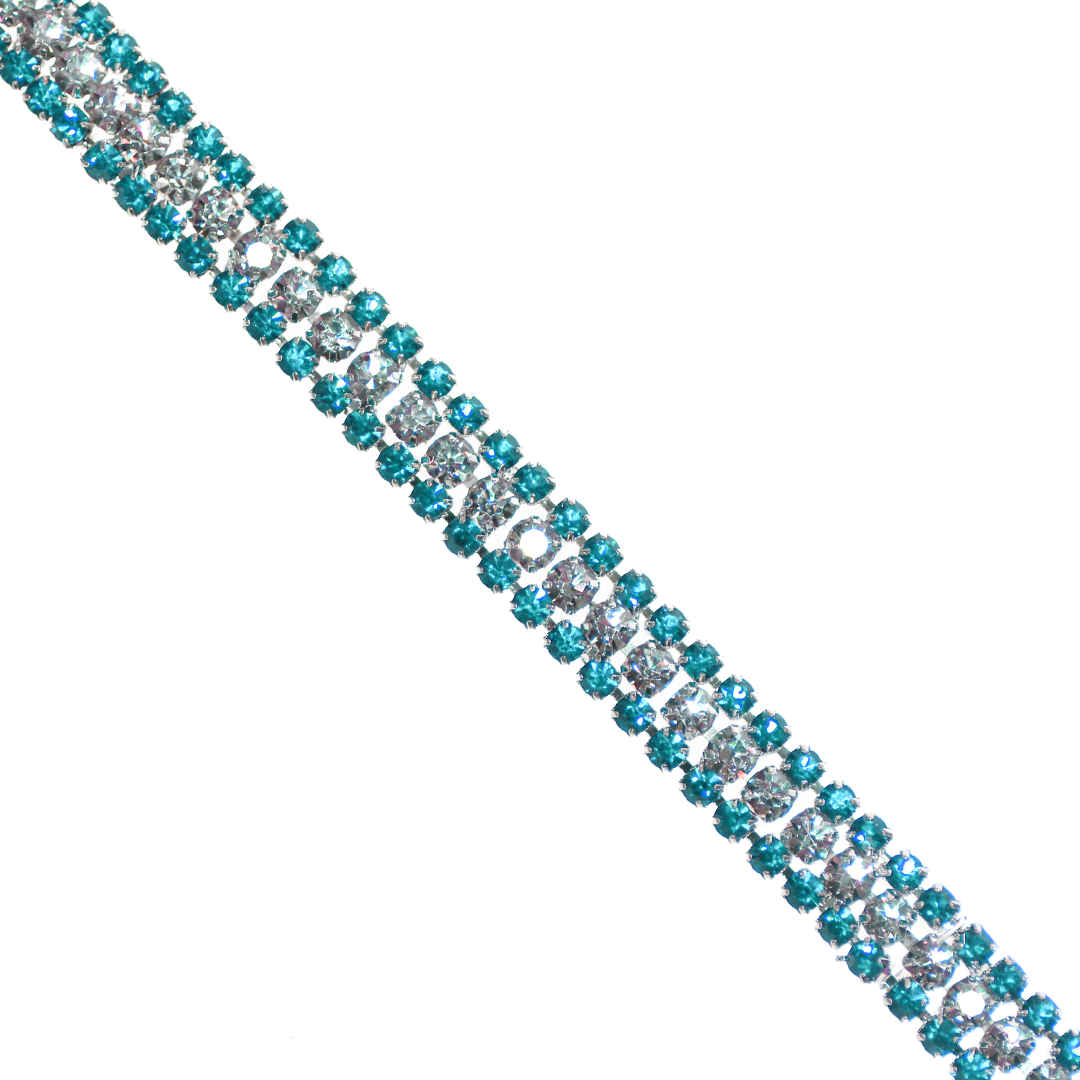 Chains Rhinestone Cup Chain 3 Layers Silver Alloy 7.5mm x 3.0mm Available in Multiple Colors Sold per yard