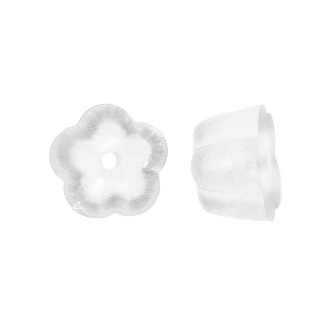 Flower Backings, Clear Rubber, 4.5mm x 3mm, Sold Per pkg of 30 pairs