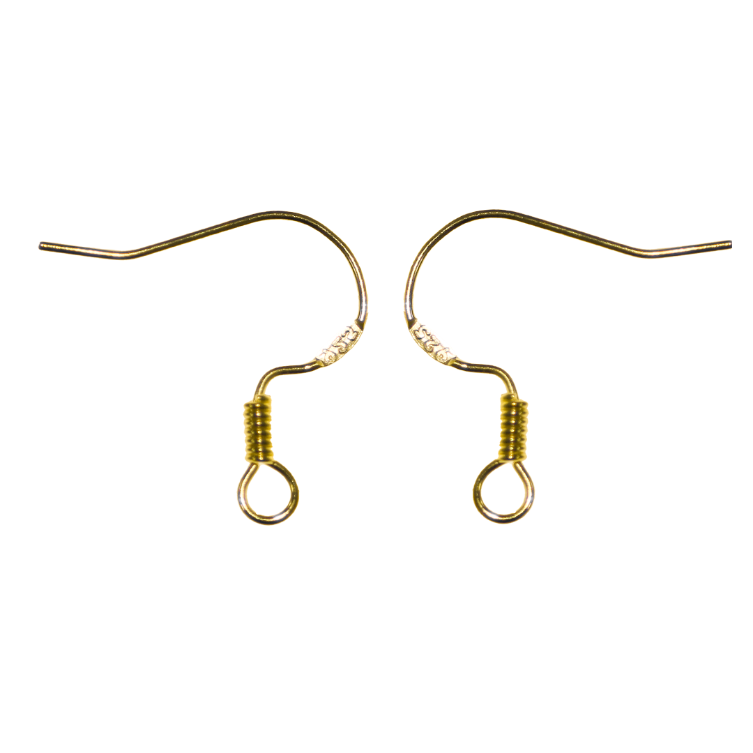 Shepherd Hook Earrings with Bead & Coil, 17mm x 9mm, Available in Multiple Colours Gold-Plated