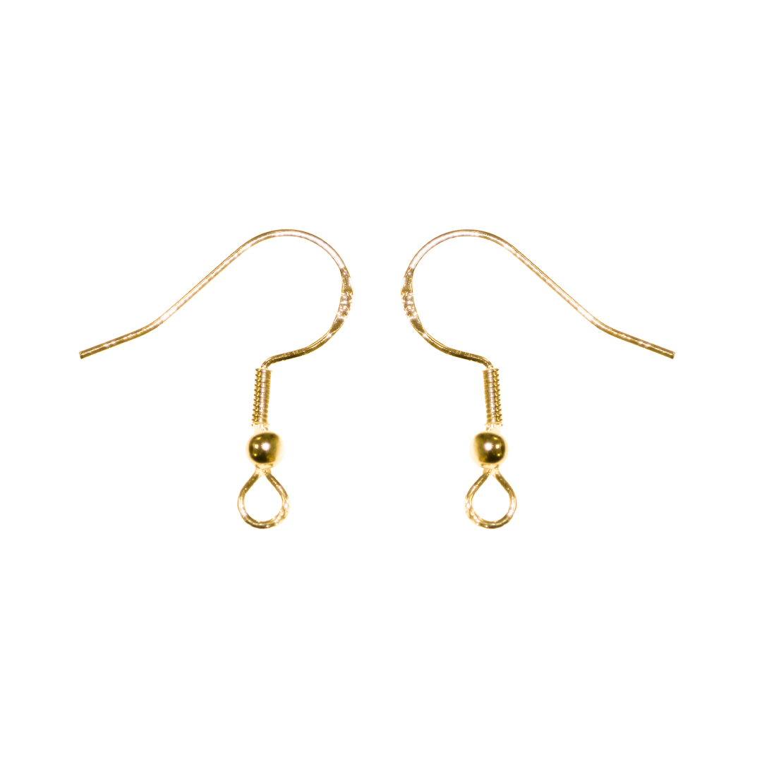 Shepherd Hook Earrings with Bead & Coil, 20mm x 9mm, Sold Per pkg of 5 pairs, Available in Multiple Materials