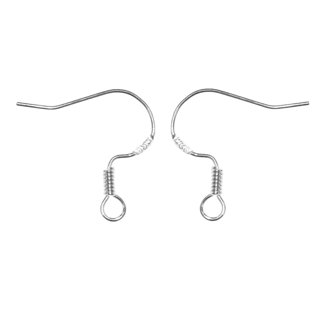 Shepherd Hook Earrings with Coil, Bright Silver, Silver-Plated, 16.5mm x 10mm, Sold Per pkg of 15 pairs