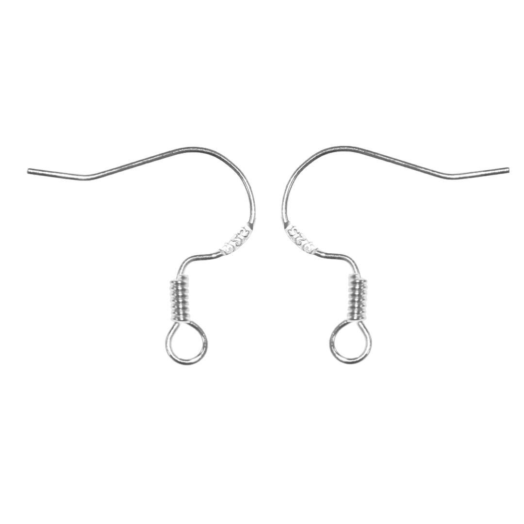 Shepherd Hook Earrings with Coil, Bright Silver, Silver-Plated, 16.5mm x  10mm, Sold Per pkg of 15 pairs