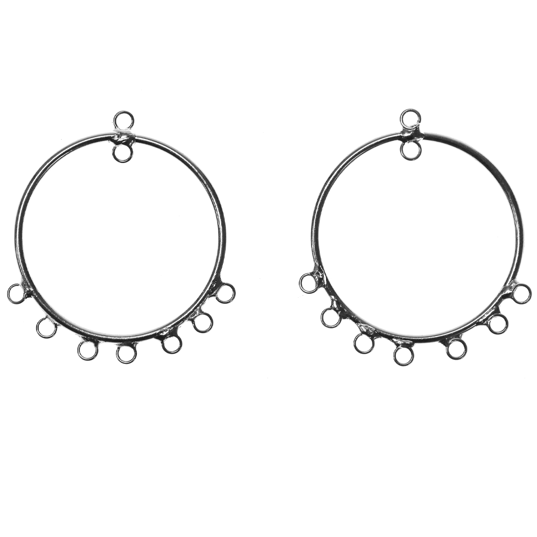 Earring, Hoop with Loops, Silver, Alloy, 37mm x 30mm, Sold Per pkg of 4