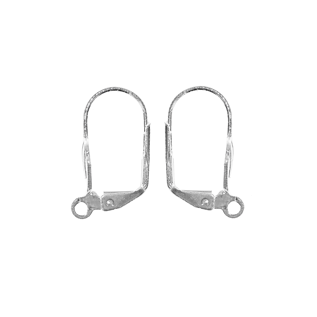 Earrings, Bright Silver, Alloy, Flower Cap Leverback Earrings, 17mm x 12mm, Sold per pkg of 4 pairs